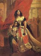 Karl Briullov Portrait of Countess Yulia Samoilova with her Adopted daughter amzilia pacini oil on canvas